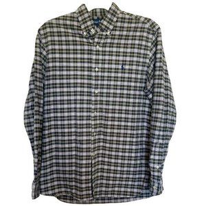 Ralph Lauren Mens Button Down Shirt Sz M Western Custom Fit Blue Long Sleeve